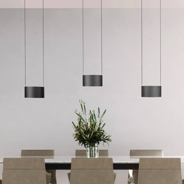 PURE LED závěsné světlo Clipse, šedá, délka 110 cm, CTT, 6 svítidel., stmívatelný, Hliník / šedá / zinek, Obývací pokoj / jídelna, kov, Moderní