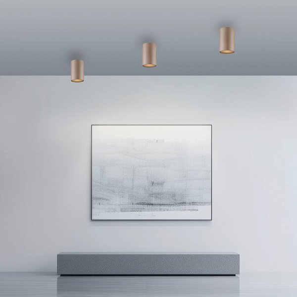 PURE LED stropní svítidlo do koupelny Point, bronzová barva, Ø 6 cm, IP44, stmívatelný, Bronz / starožitná mosaz, Koupelna, kov, Moderní