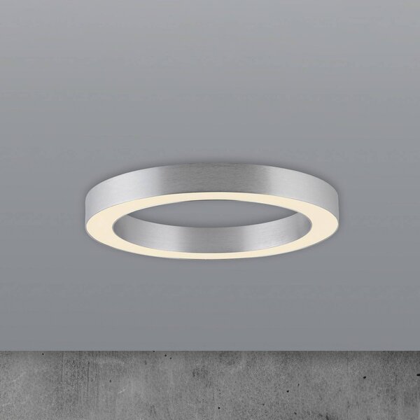 PURE LED stropní svítidlo Lines, Ø 35 cm, stříbrná barva,, stmívatelný, Chrom / stříbro, Obývací pokoj / jídelna, Hliník, Moderní