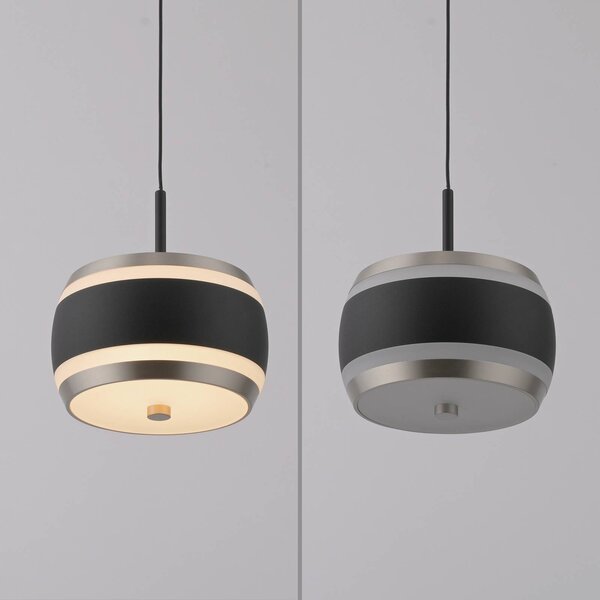 PURE LED závěsné světlo Falling Rings, černá, Ø 13 cm,, stmívatelný, Černá, Obývací pokoj / jídelna, kov, Moderní