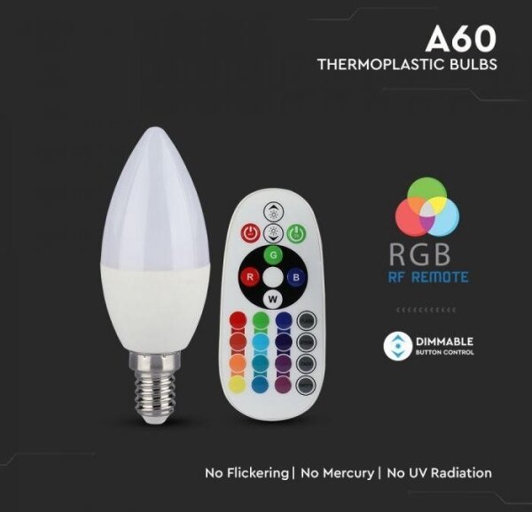 LED RGB Stmívatelná žárovka E14/3,5W/230V 6400K + DO