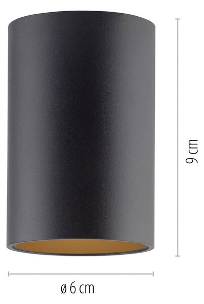 PURE LED stropní svítidlo do koupelny Point, černé, Ø 6 cm, kov, IP44, stmívatelný, Černá, Koupelna, kov, Moderní