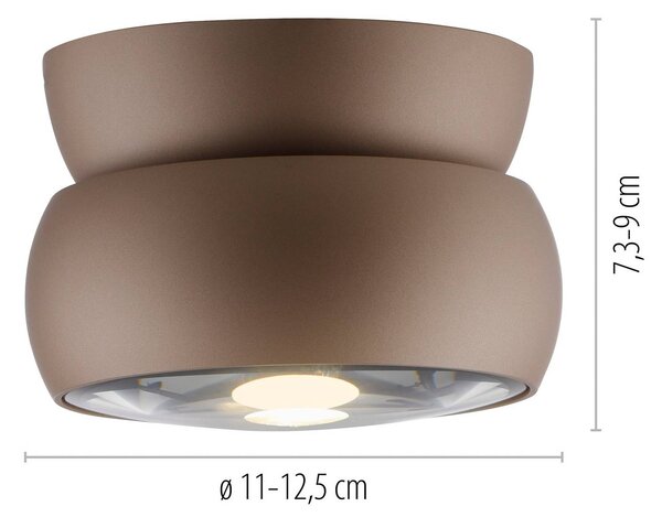 PURE LED stropní bodové osvětlení Move, Ø 12 cm, bronzová barva, kov/sklo, stmívatelný, Bronz / starožitná mosaz, Obývací pokoj / jídelna, kov, Moderní