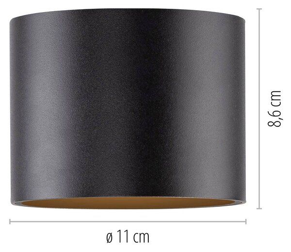 PURE LED stropní svítidlo do koupelny Point, černé, Ø 18 cm, IP44, stmívatelný, Černá, Koupelna, kov, Moderní