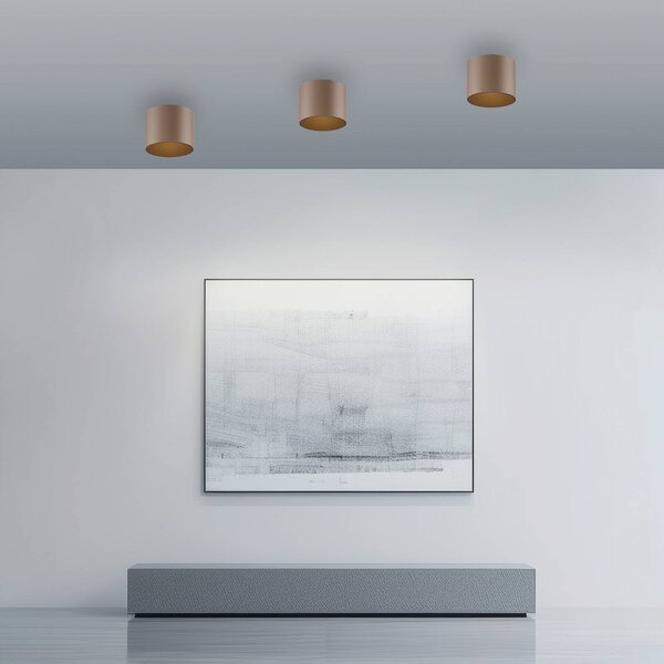 PURE LED stropní svítidlo do koupelny Point, bronzová barva, Ø 18 cm, IP44, stmívatelný, Bronz / starožitná mosaz, Koupelna, kov, Moderní