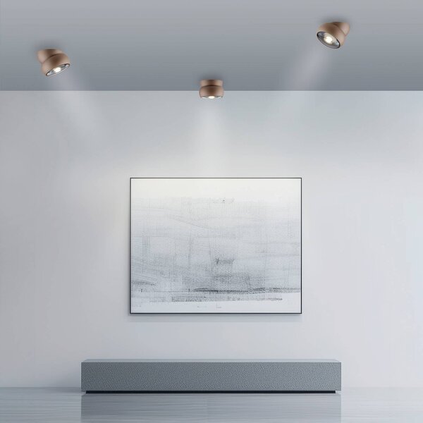 PURE LED stropní bodové osvětlení Move, Ø 12 cm, bronzová barva, kov/sklo, stmívatelný, Bronz / starožitná mosaz, Obývací pokoj / jídelna, kov, Moderní