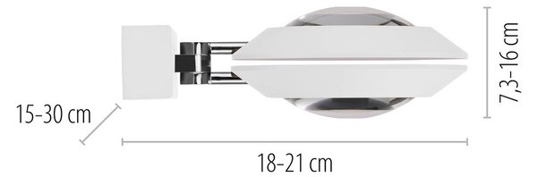 PURE LED nástěnné světlo Oculis, bílá, 30 cm, železo/sklo, 2 svítidla., stmívatelný, Bílá / opál, Obývací pokoj / jídelna, Moderní