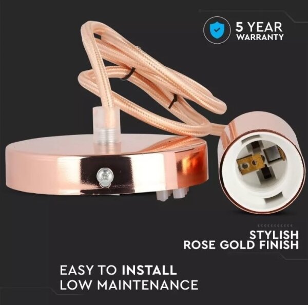 Lustr na lanku 1xE27/60W/230V rosegold