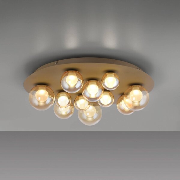 PURE LED stropní svítidlo Popup, bronzová/jantarová Ø 60 cm 11-fl., stmívatelný, Bronz / starožitná mosaz, Obývací pokoj / jídelna, kov