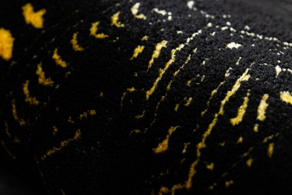 Dywany Łuszczów, Běhoun Gloss 408C 86 geometric black/gold, 80x300, černá, obývací pokoj