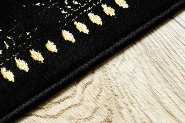 Dywany Łuszczów, Běhoun Gloss 408C 86 geometric black/gold, 80x300, černá, obývací pokoj