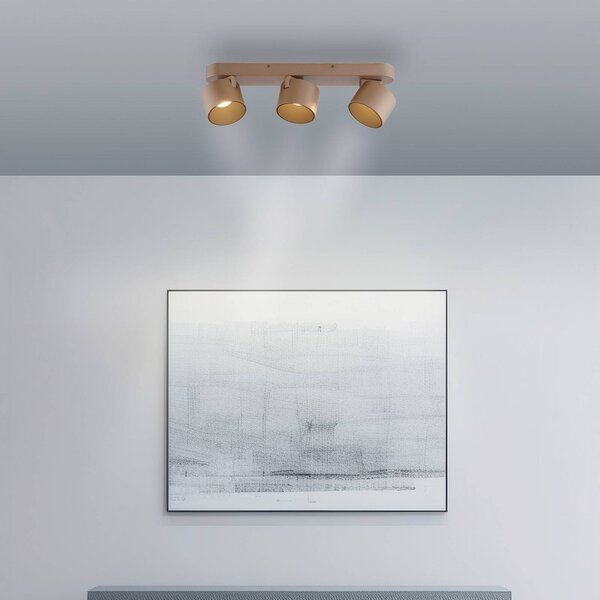 PURE LED stropní bodové osvětlení Cup, bronzová barva, 56 cm, kov, 3 žárovky, stmívatelný, Bronz / starožitná mosaz, Obývací pokoj / jídelna, kov, Moderní