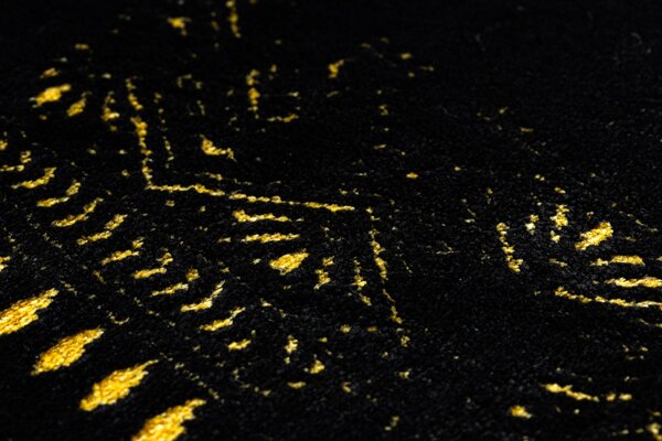 Dywany Łuszczów, Běhoun Gloss 408C 86 geometric black/gold, 80x300, černá, obývací pokoj