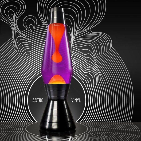 Mathmos Astro Vinyl, originální lávová lampa s fialovou tekutinou a oranžovou lávou, 43cm
