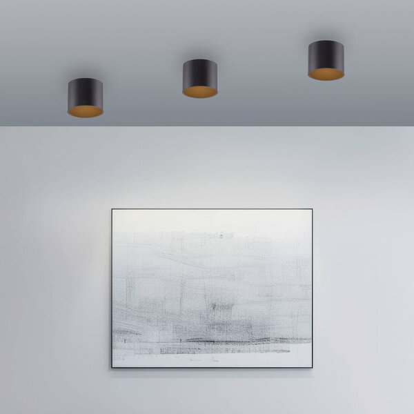 PURE LED stropní svítidlo do koupelny Point, černé, Ø 18 cm, IP44, stmívatelný, Černá, Koupelna, kov, Moderní