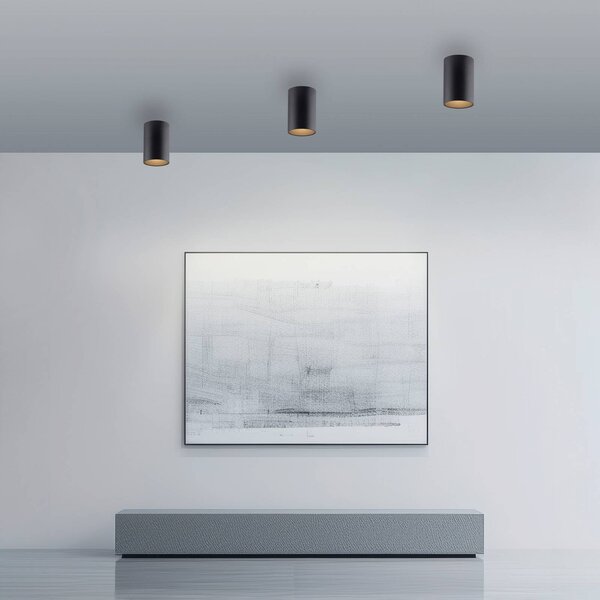 PURE LED stropní svítidlo do koupelny Point, černé, Ø 6 cm, kov, IP44, stmívatelný, Černá, Koupelna, kov, Moderní