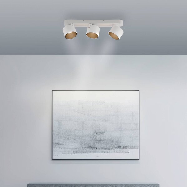 PURE LED stropní bodové osvětlení Cup, bílé, délka 56 cm, kov, 3 ks., stmívatelný, Bílá / opál, Obývací pokoj / jídelna, kov, Moderní