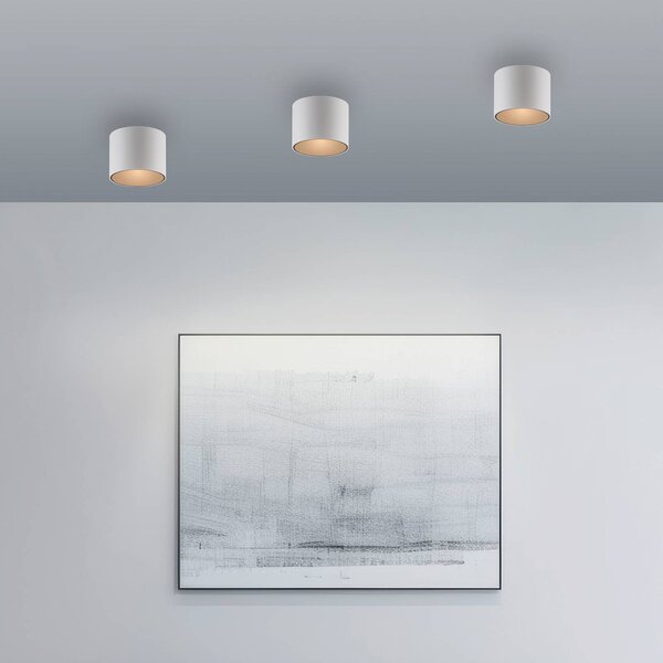 PURE LED stropní svítidlo do koupelny Point, bílé, Ø 18 cm, kov, IP44, stmívatelný, Bílá / opál, Koupelna, kov, Moderní