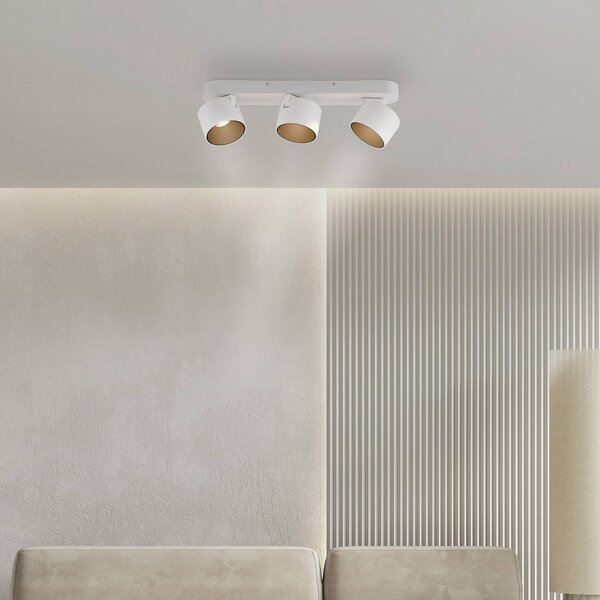 PURE LED stropní bodové osvětlení Cup, bílé, délka 56 cm, kov, 3 ks., stmívatelný, Bílá / opál, Obývací pokoj / jídelna, kov, Moderní