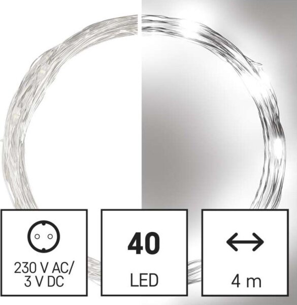 LED venkovní řetěz 40xLED/9m IP44 studená bílá