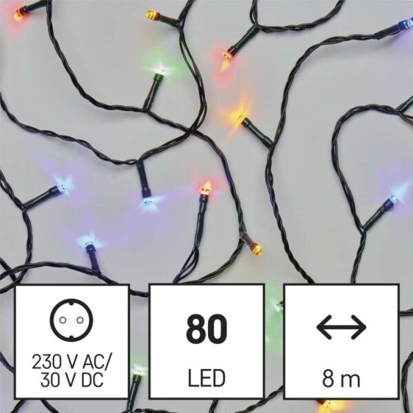 LED venkovní řetěz 80xLED/13m IP44 multicolor