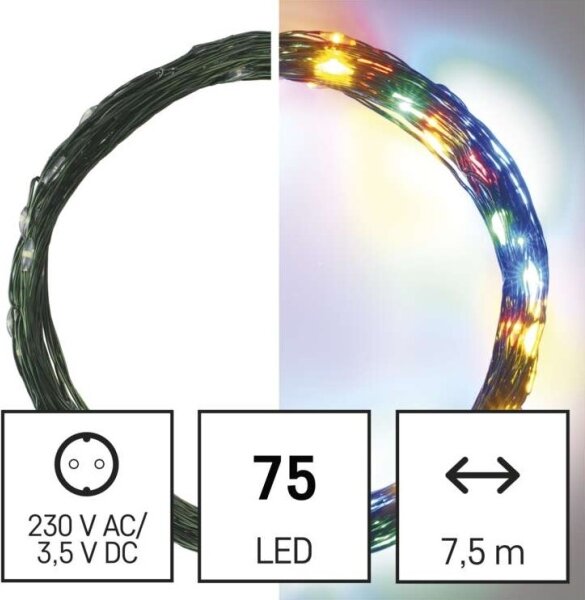 LED venkovní řetěz 75xLED/12,5m IP44 multicolor