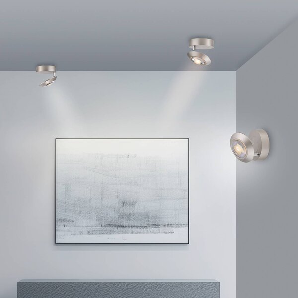 PURE LED stropní svítidlo Oculis, stříbrná barva Ø 15 cm železo/sklo, stmívatelný, Chrom / stříbro, Obývací pokoj / jídelna, Moderní