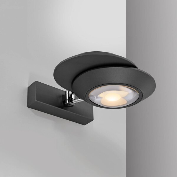 PURE LED nástěnné světlo Oculis, černá, 30 cm železo/sklo, 2 svítidla., stmívatelný, Černá, Obývací pokoj / jídelna, Moderní