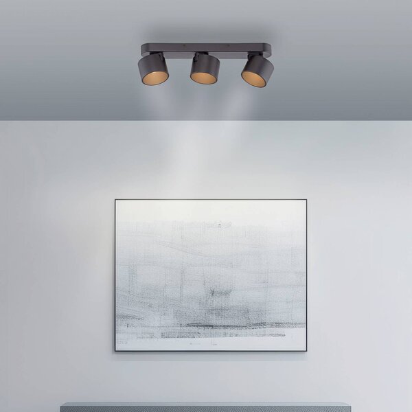 PURE LED stropní bodové osvětlení Cup, černé, délka 56 cm, kovové, 3ramenné., stmívatelný, Černá, Obývací pokoj / jídelna, kov, Moderní
