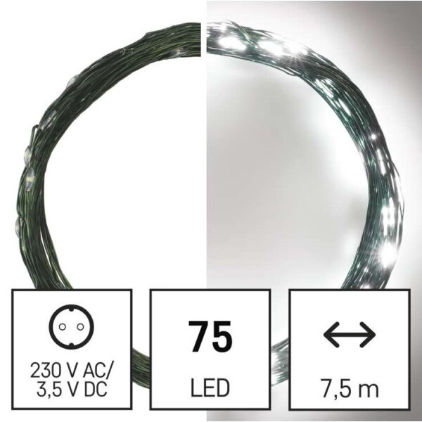 LED venkovní řetěz 75xLED/12,5m IP44 studená bílá
