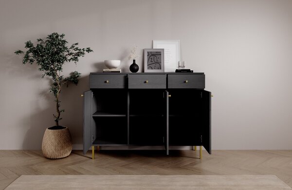 Minimalistická komoda DENRA - černá