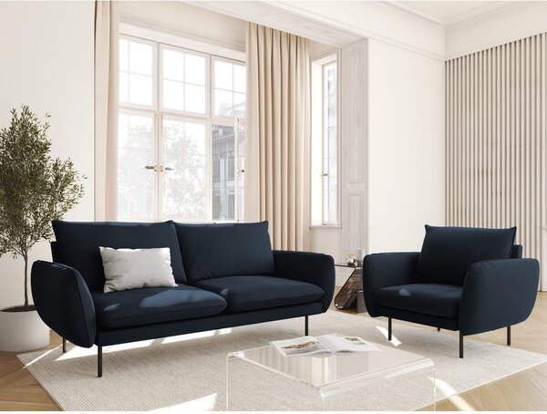 Tmavě modré sametové křeslo Vienna – Cosmopolitan Design