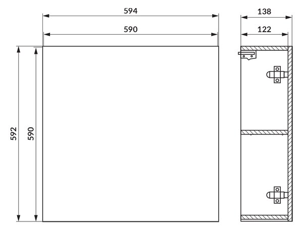 Cersanit Ovida skříňka 59.4x13.8x59.2 cm boční závěsná dub S1058-014