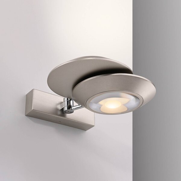 PURE LED nástěnné světlo Oculis, stříbrná barva 30 cm, železo, 2 svítidla., stmívatelný, Chrom / stříbro, Obývací pokoj / jídelna, Moderní