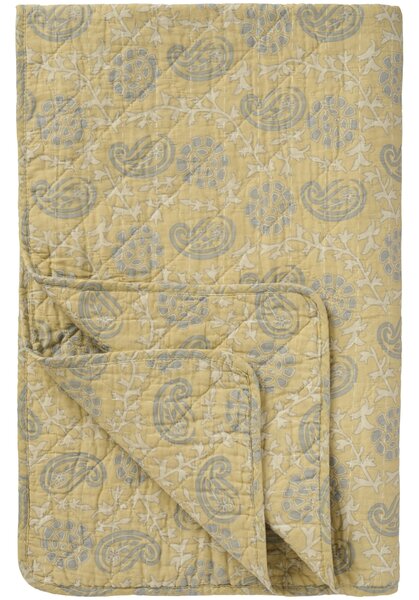 Prošívaný přehoz Soft yellow /off white / grey 130 × 180 cm