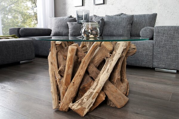 Konferenční stolek NATURE LOUNGE 50cm základní část teakové dřevo bez skleněné desky
