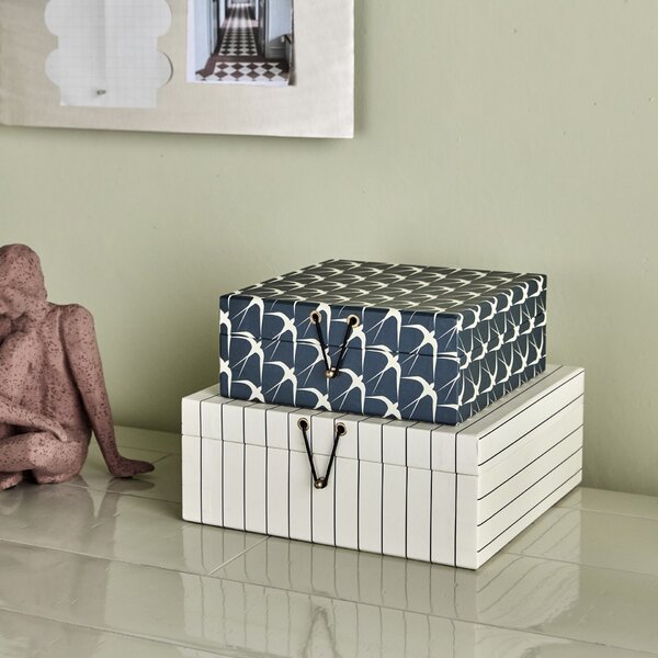 Papírový úložný box Keep Sand / Dark Grey – set 2 ks