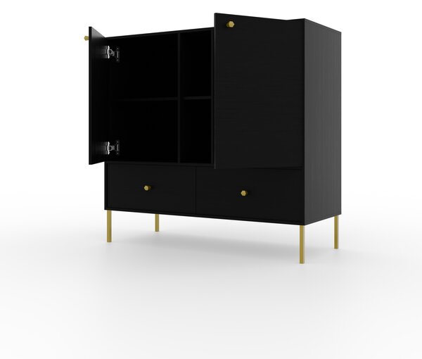 Nízká kombinovaná minimalistická komoda DENRA - černá