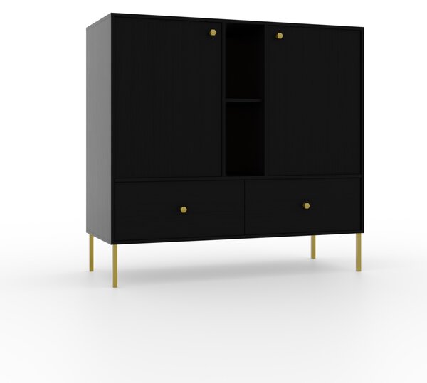 Nízká kombinovaná minimalistická komoda DENRA - černá