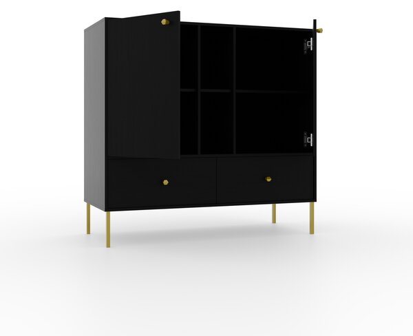 Nízká kombinovaná minimalistická komoda DENRA - černá