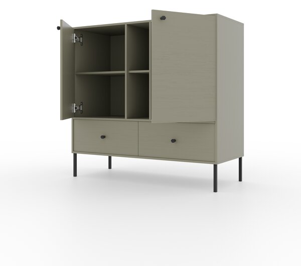 Nízká kombinovaná minimalistická komoda DENRA - zelená