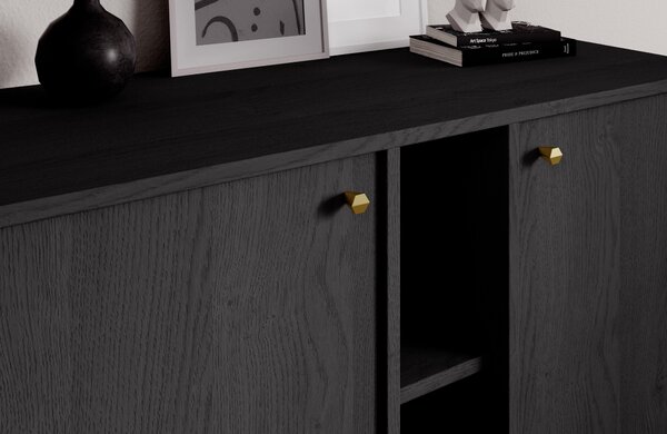 Nízká kombinovaná minimalistická komoda DENRA - černá