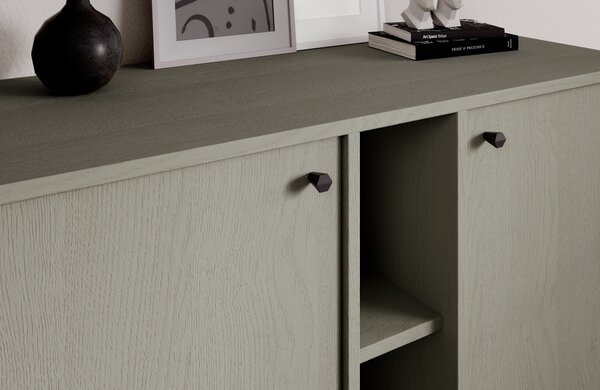 Nízká kombinovaná minimalistická komoda DENRA - zelená