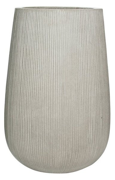 Pottery Pots Venkovní květináč kulatý Patt high M, Light Grey (barva světlešedá, svislé pruhy), kolekce Ridged, materiál Ficonstone, průměr 44 cm x v 66 cm, objem cca 83 l