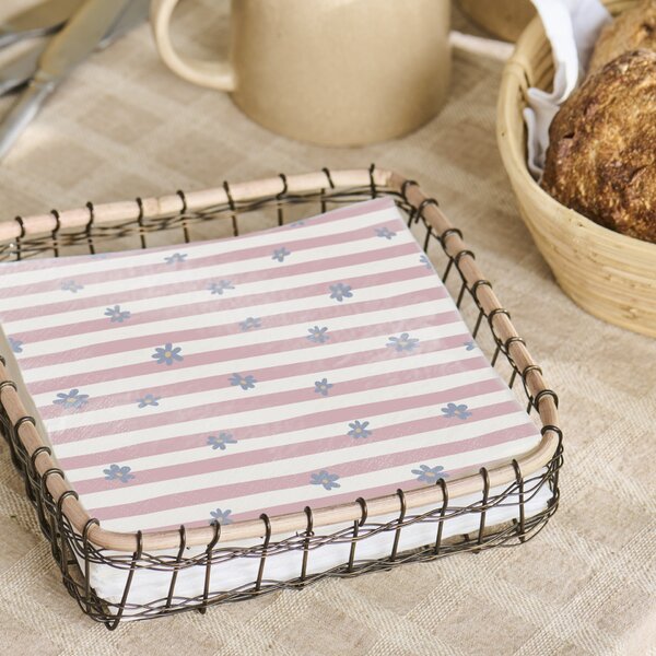 Papírové ubrousky Blue Flowers / Pink Stripes – 20 ks