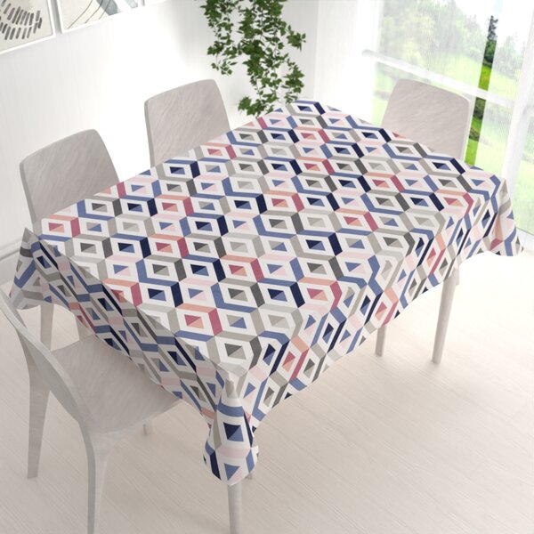 Biante Bavlněný obdélníkový ubrus Sandra SA-573 Modro-růžovo-šedé kosočtverce 50x100 cm