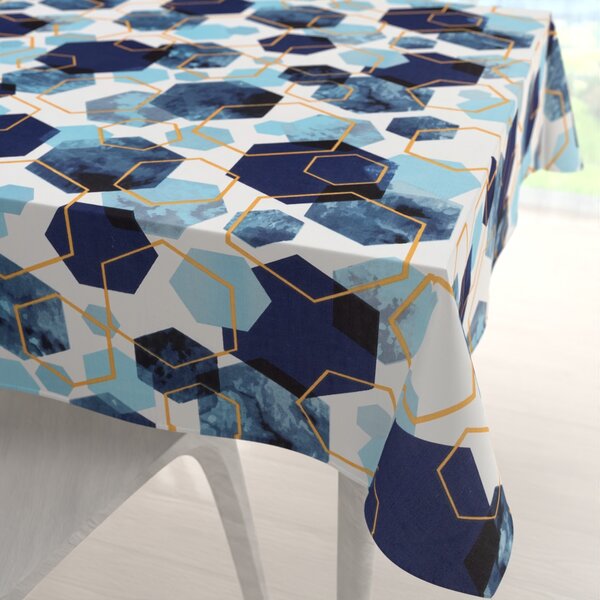 Biante Bavlněný čtvercový ubrus Sandra SA-574 Modré hexagony na bílém 40x40 cm