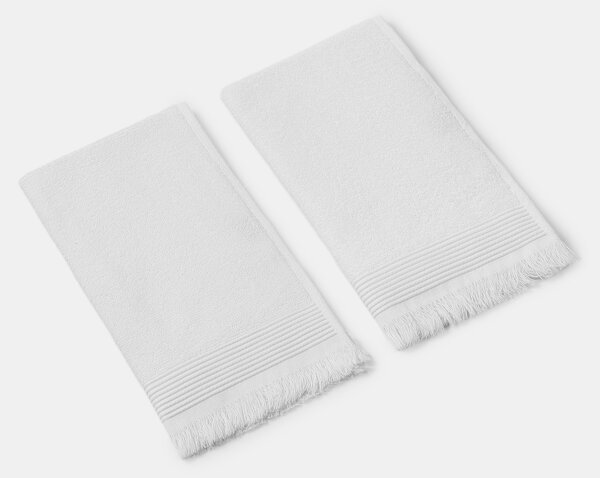 Sinsay - Sada bavlněných ručníků s třásněmi 2 pack - bílá
