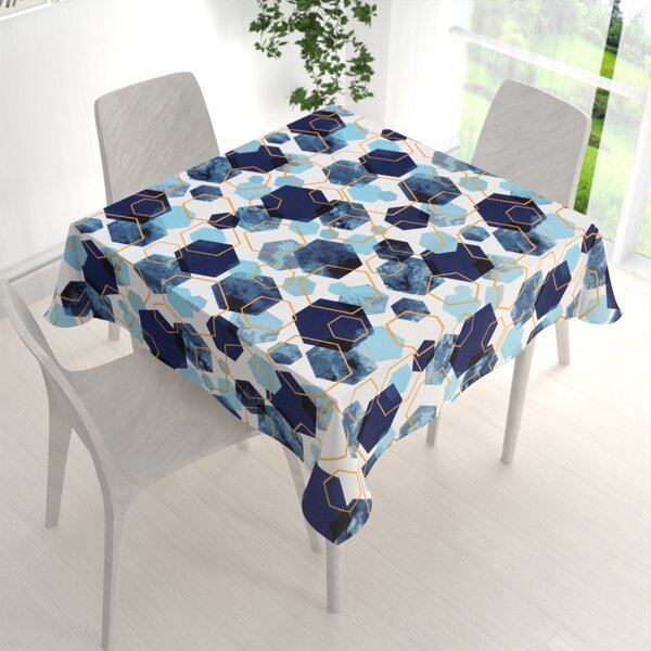 Biante Bavlněný čtvercový ubrus Sandra SA-574 Modré hexagony na bílém 40x40 cm