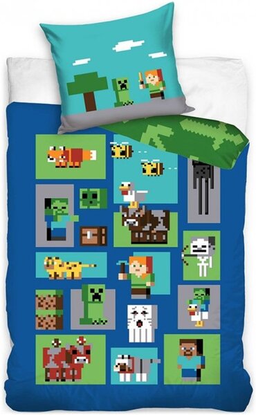 Bavlněné ložní povlečení Minecraft - motiv Mobs - 100% bavlna - 70 x 90 cm + 140 x 200 cm